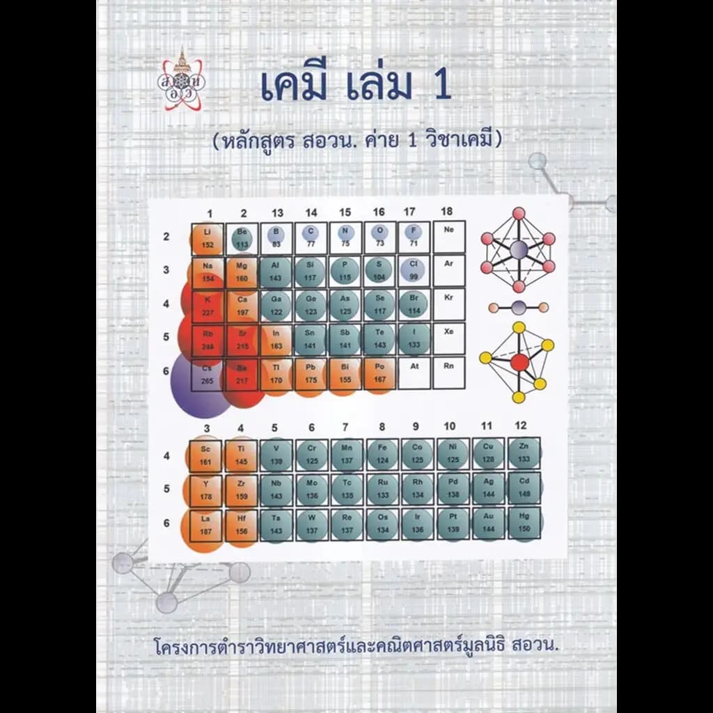 ปกหนังสือ เคมี เล่ม 1 (หลักสูตร สอวน. ค่าย 1 วิชาเคมี)
