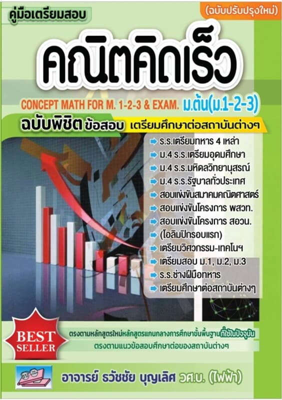 ปกหนังสือ คู่มือเตรียมสอบคณิตคิดเร็ว ม.ต้น(ม.1-2-3)