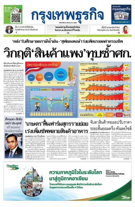 ปกหนังสือ หนังสือพิมพ์กรุงเทพธุรกิจ วันจันทร์ที่ 24 มกราคม พ.ศ. 2565