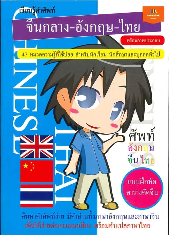 ปกหนังสือ เรียนรู้คำศัพท์ จีนกลาง-อังกฤษ-ไทย
