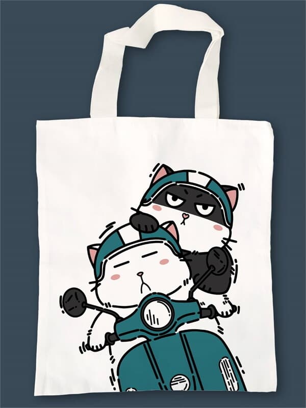 ปกหนังสือ กระเป๋าผ้า Cat-motorcycle