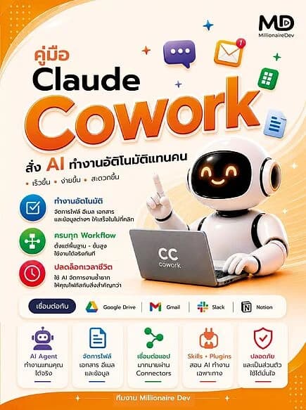 ปกหนังสือ คู่มือ Claude Cowork สั่ง AI ทำงานอัตโนมัติแทนคน