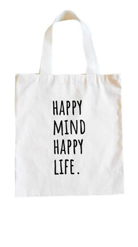 ปกหนังสือ กระเป๋าผ้า Happy Mind Happy Life