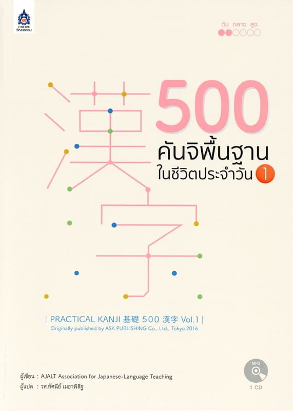 ปกหนังสือ 500 คันจิพื้นฐานในชีวิตประจำวัน เล่ม 1 พร้อม MP3